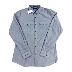 Banana Republic Slim Fit, XL Tall Button‎ Up Long Sleeve White Blue Print Shirt